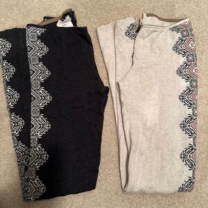 Set of 2 Odd Molly Aztec sweater legging tights, size small